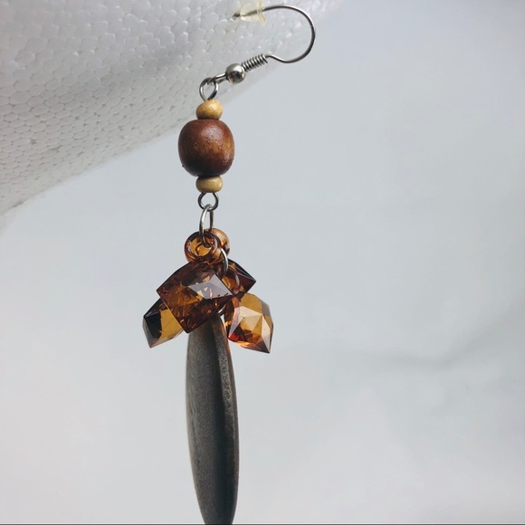 Set of Earrings - 2 Pairs of Fashionable Wood Earrings - Hand Made Brown - Picture 4 of 7